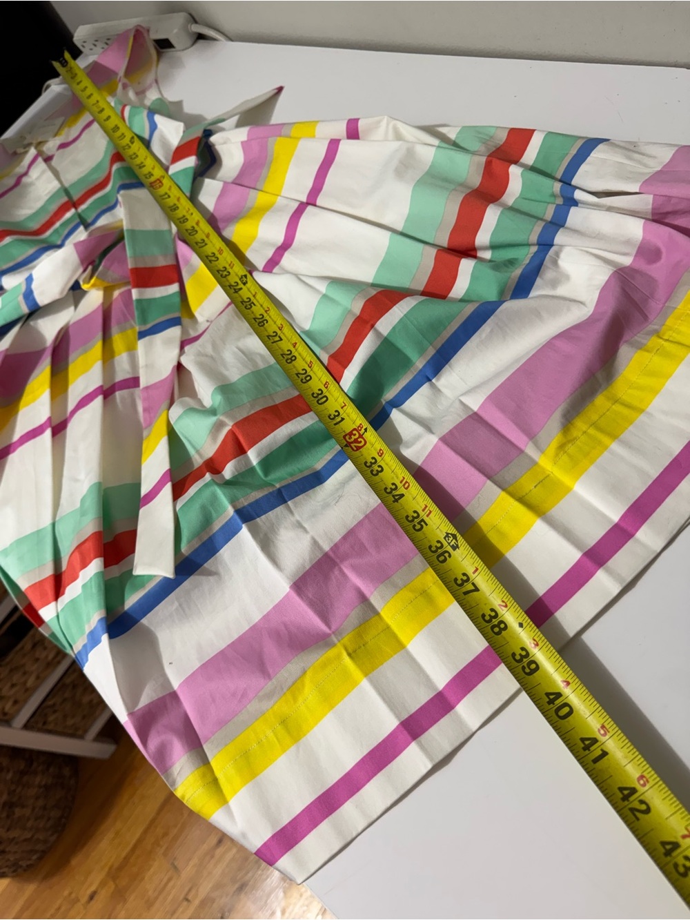 kate spade boho whimsy White Sleeveless Mini Dress Pastel Stripe Accents 14 NWT - Picture 7 of 11